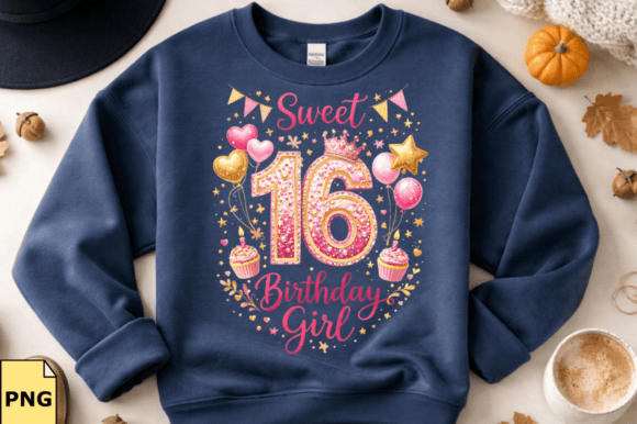 Birthday Girl Faux Yarn Floral Shirt PNG