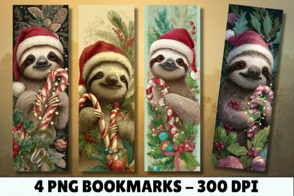 Charming Christmas Sloth Bookmark Design