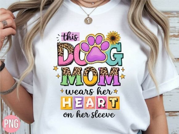 Dog Mom Wears Heart on Sleeve Leopard: Elevating Print-on-Demand with Premium Digital Design