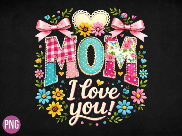 Evaluating the Mom I Love You Floral Plaid Bow PNG for Creative Projects