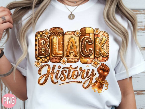 Glitter Gold Black History Month PNG