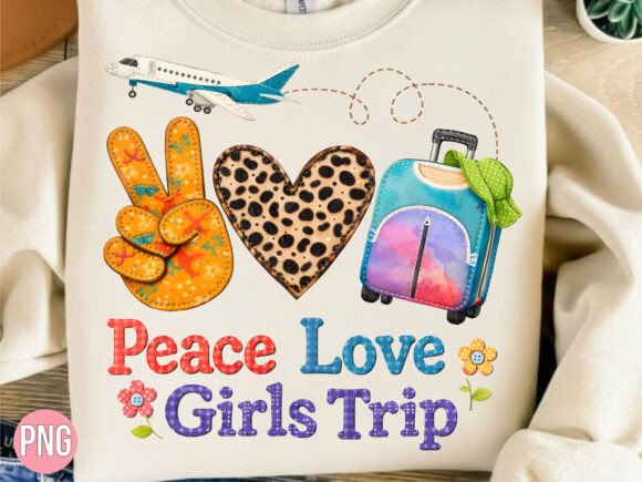 Peace Love Girls Trip Travel Luggage PNG