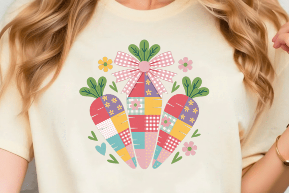 Stylish Patchwork Easter Carrots PNG