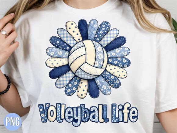 Volleyball Life Daisy Patchwork PNG